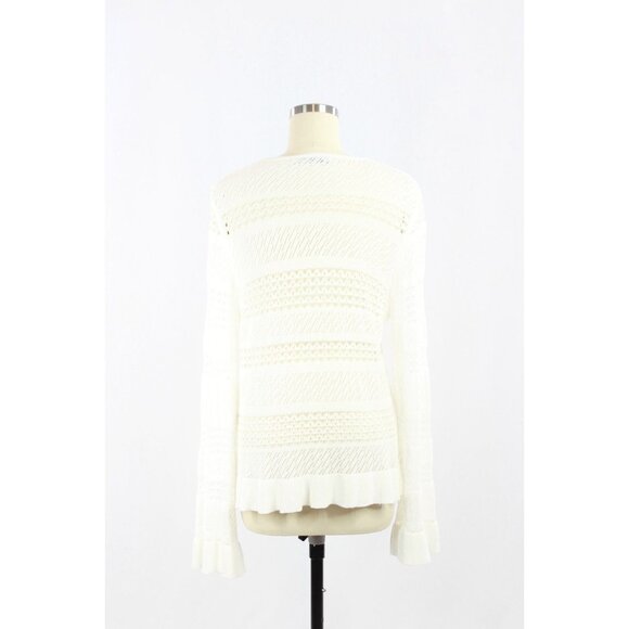 ZARA White Sheer Pointelle Knit Split V-Neck Tunic Top Cover-Up, Size M - Picture 3 of 14